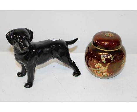 A Carltonware ginger jar (h13cm) &amp; Cooper craft ceramic dog (22x18cm) 