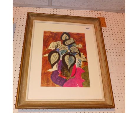 Georges Braque, a lithograph in colours, 'Plant', 1955, printed by Mourlot, mounted, glazed and framed, 34cm x 24cm
