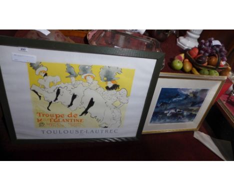 A Toulouse Lautrec print and one other print by Richard Tuff
