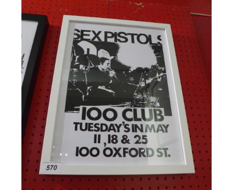 A glazed and framed art print 'The Sex Pistols at the 100 Club' 30 x 40cm