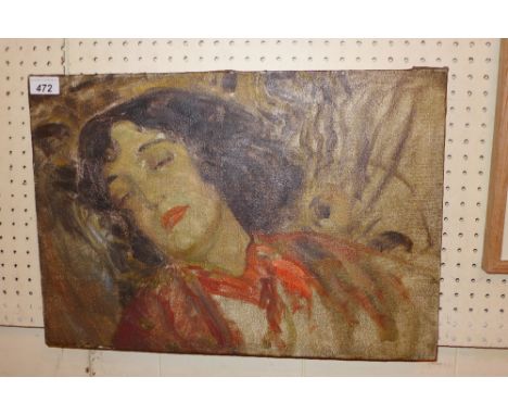 Attributed to Ambrose McEvoy 1920's an oil sketch of Vita Sackville - West asleep