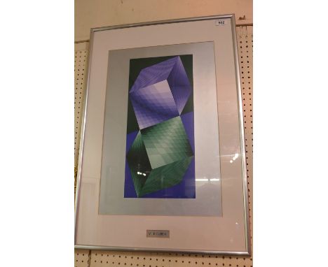 A Victor Vasarely lithograph from the responses suite entitled V BICUBE-II