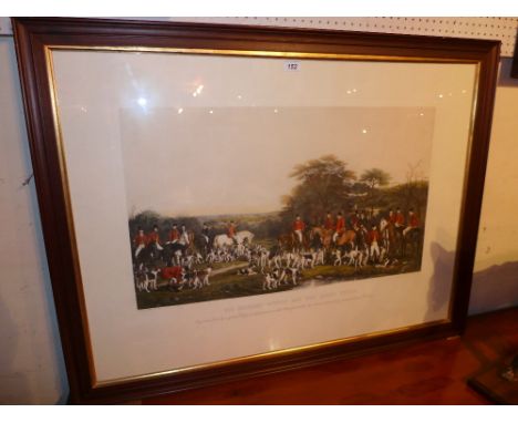 A large coloured hunting print 'Sir Richard Sutton and The Quorn Hounds' after a painting by Francis Grant 