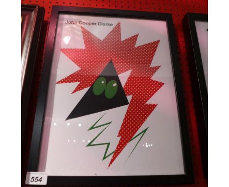 A glazed and framed art print featuring John Cooper Clarke 1979 30 x 40cm