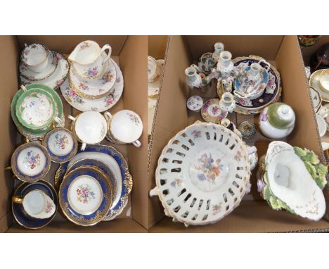 A Royal Worcester part tea service, together with a pair of Coalport vases, Spode trinket boxes and other items (2). 