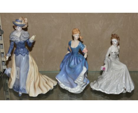 A group of three ceramic lady figurines, to include Royal Worcester 'Elizabeth' and 'Silver Wedding Anniversary - Golden Mome