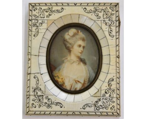 A portrait miniature of an 18th century lady, signed Cosway, overall size 14 x 11.5 cm.