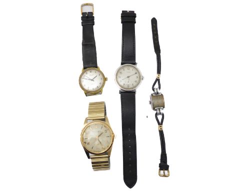 Three steel-cased gentleman's and one lady's wristwatch: an Avia 'Cadet' (17 jewels - Incabloc), a Movado with seconds hand, 