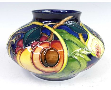  A contemporary Moorcroft Queens Choice pattern pottery squat bellied vase, designed by Emma Bossons, impressed and painted m