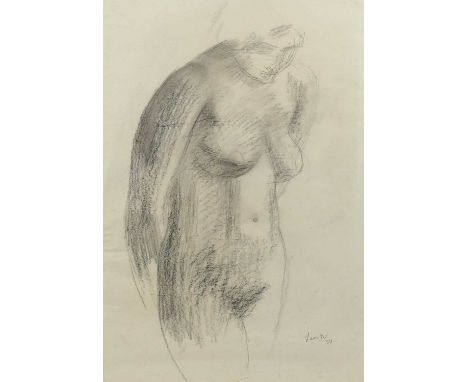Leon Underwood (1890-1975) - Standing female nude, charcoal on paper, signed and dated 'Leon U 30' lower right, 50 x 34cmCrea