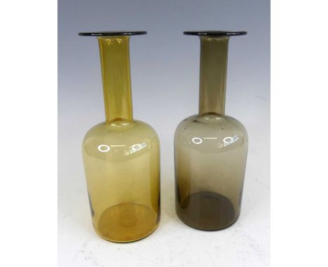 Otto Brauer (Danish, 1911-1984) for Holmegaard - two tinted glass Gulvvases, each of bottle shape, each h.25cm (2)