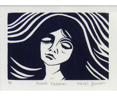 Nicholas Barnham (1939-2021) - Munch Madonna, linocut, artist's proof, signed, titled and inscribed 'A/P' in pencil to the ma