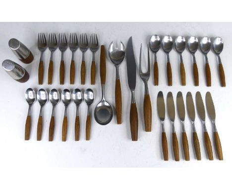 Dansk Designs - a six-place cutlery set, comprising; six dinner forks, six dinner knives, six dessert spoons, six teaspoons, 