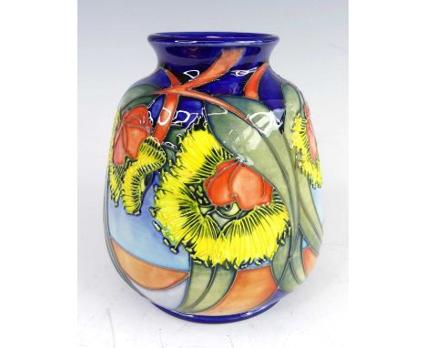  A contemporary Moorcroft Illyarrie pattern pottery squat tapering vase, designed by Emma Bossons, impressed and painted mark