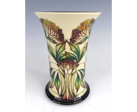 A contemporary Moorcroft Elderberry pattern pottery vase, of waisted form, designed by Philip Gibson, stamped and painted mar