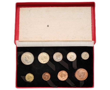 George VI, 'Mid Century' Proof Set 1950, 9 coin set halfcrown to farthing with English and Scottish shillings; all coins hous