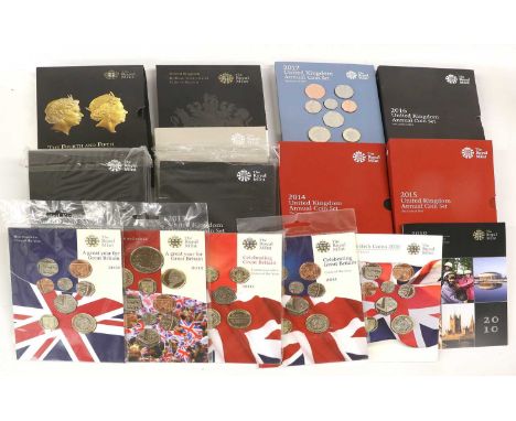 Assorted Royal Mint Brilliant Uncirculated and Annual Sets, comprising; 7x uncirculated/coins of the year sets, 2008 emblems 