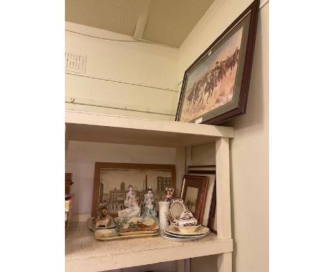 Collection of Coalport and Goebel lady figurines, Masons Mandalay, Royal Doulton The Gallant Fishers,etc.