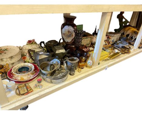 Collection of vintage artist boxes, metal wares, barometer, wall clock, print, etc.