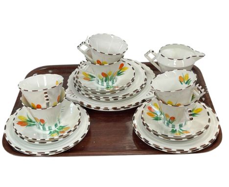 Foley hand painted part tea service decorated with crocus (21).