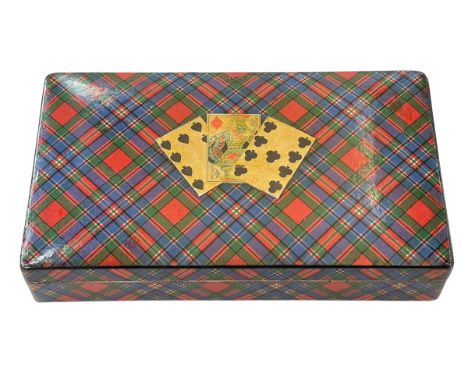 Tartan ware playing card box.