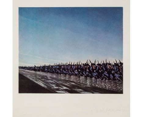 C.R.W Nevinson (1889-1946)(after) - Column on the March offset lithograph printed in colours, c.1917, signed in pencil, inclu