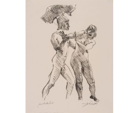 Lovis Corinth (1858-1925) - Frau und Krieger (S.158) lithograph, 1914, signed and inscribed  Probedruck  in pencil , a trial 