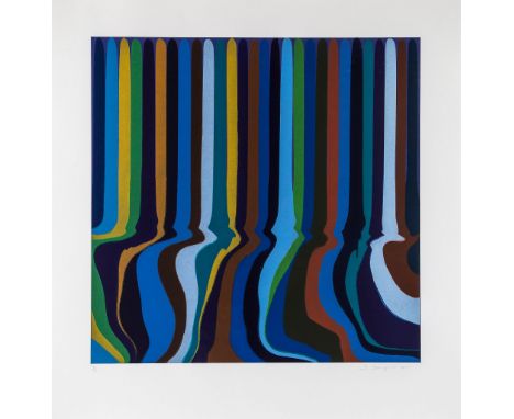 Ian Davenport (b.1966) - Colourplan Series - Royal Blue etching with chine colle  printed in colours, 2011, signed and dated 