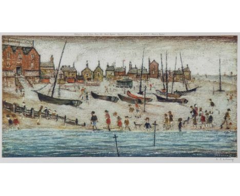 Laurence Stephen Lowry (1887-1976)(after) - Deal Beach offset lithograph printed in colours, 1973, signed in pencil, from the
