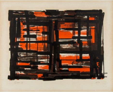 William Gear (1915-1997) - Composition lithograph printed in colours, 1956, signed and dated in pencil, numbered 4/30, on wov