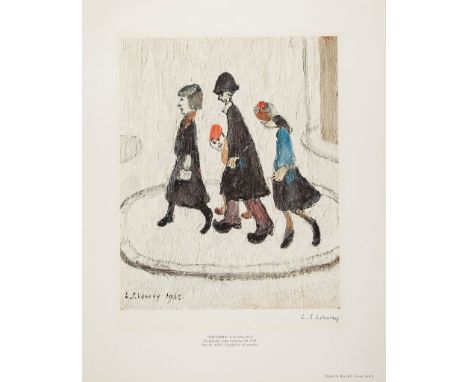 Laurence Stephen Lowry (1887-1976)(after) - The Family offset lithograph printed in colours, signed in blue biro, with the Fi