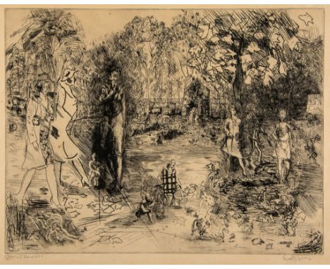 Anthony Gross (1905-1984) - Sortie d'Usine No 1 etching,  1930,  signed and titled in pencil, numbered 19/40, on Laid paper, 