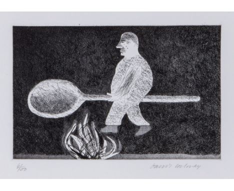 David Hockney (b.1937) - Riding around on a Cooking-Spoon (T.104) etching with aquatint, 1969, signed in pencil, numbered 61/