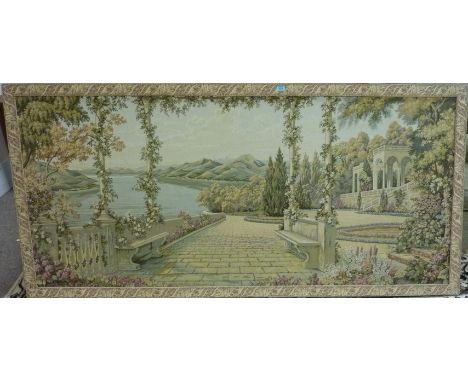 Large tapestry panel depicting Lake Como (7' x 3'5") 