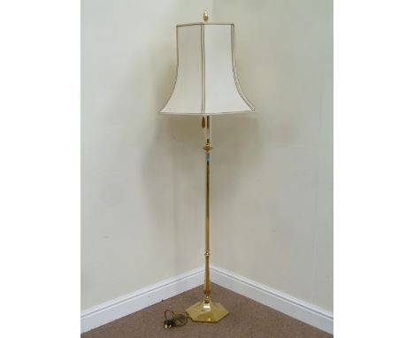 Brass standard lamp with shade 