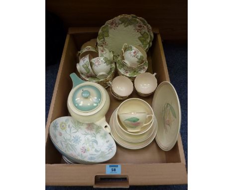 Aynsley tea service, Susie Cooper tea pot and teaware and a Minton footed bowl in one box 