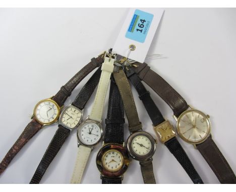 Jean Renet wristwatch hallmarked 9ct, Yves Laffond ladies wristwatch, Eterna matic 3000 gents wristwatch and four others
