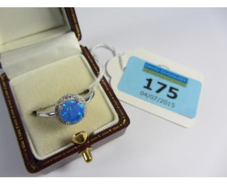 Blue opal dress ring stamped 925