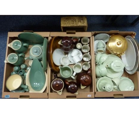 Denby, Royal Worcester gold lustre and other kitchen ceramics in three boxes