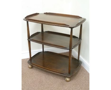 Ercol vintage retro medium elm three tier tea trolley 72cm x 46cm Condition Report In well used condition some surface scratc