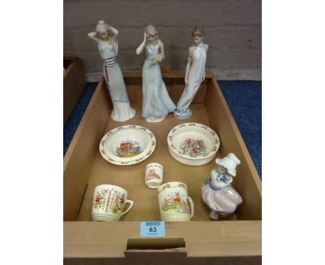 Two Royal Doulton 'Reflections' figures - 'Windflower' HN3077 and 'Sweet Perfume' HN3094, Nao figure, one other and Bunnykins