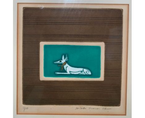 Mireille Kramer (b. 1932):A hand-signed etching, 16 x 16 cm, together with one other (2)