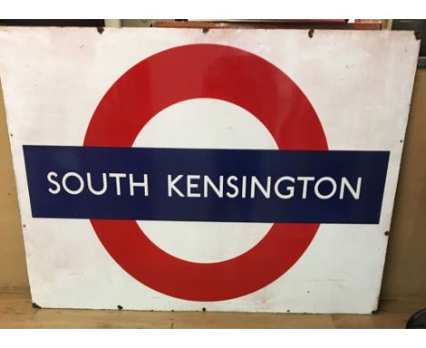 An enamel tube sign: South Kensington