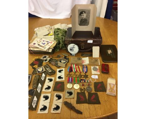 WWII groups and ephemera belonging to father and son: father in Home Guard with boxed medals to Major W E Morris, and boxed m