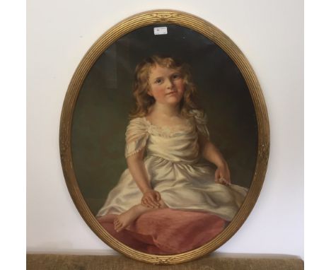 An oil on canvas depicting a portrait of a girl, 80 x 60 cm