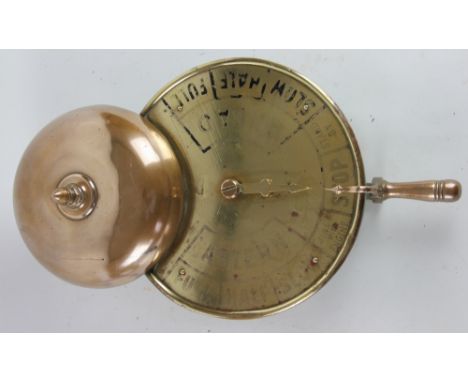 A brass and bell metal engine order telegraph by Delano Bros, 70 Spear Street, S.F, 33.5cm diameter