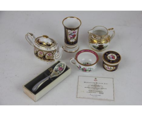 A collection of miniature porcelain items, to include; Spode Miniature Dutch Jug, to commemorate the Golden Jubilee, 160/500 