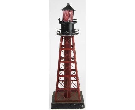 A novelty lighthouse lamp, of tapering form, 51cm high 