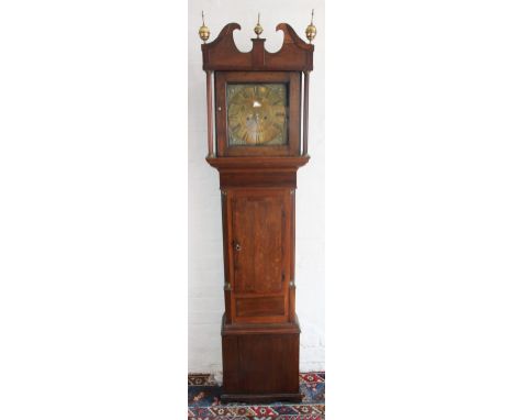 A George III oak and mahogany eight day longcase clock by Harper and Son of Shrewsbury, brass Roman numeral chapter ring with