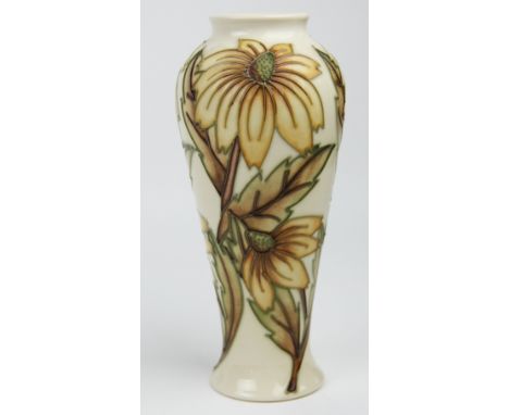 A Moorcroft Cornflower pattern vase, the orange/brown cornflowers upon a cream ground, impressed and painted marks to base, d